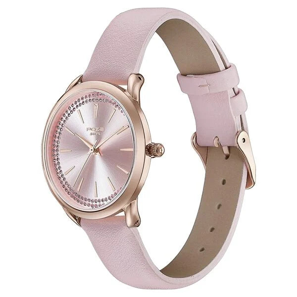 Sonata SP80104WL01 | Sonata Poze Quartz Analog Pink Dial Leather Strap Watch For Women