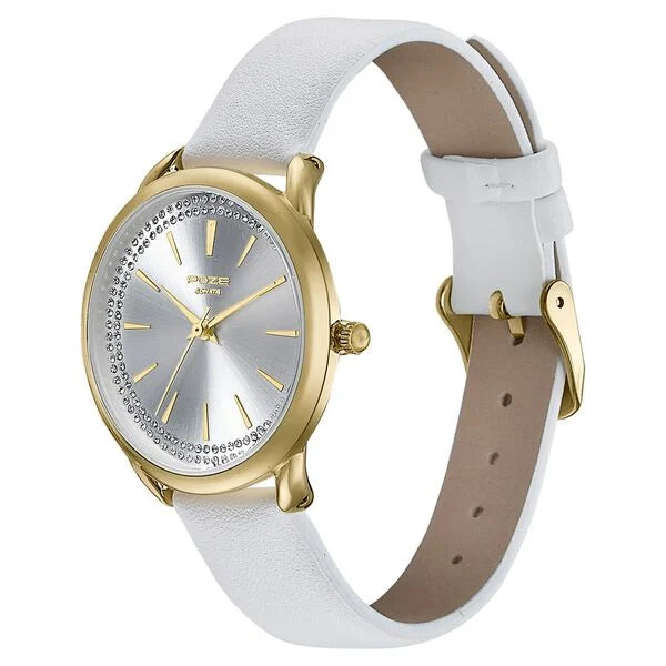 Sonata SP80104YL01 | Sonata Poze Quartz Analog Silver Dial Leather Strap Watch For Women