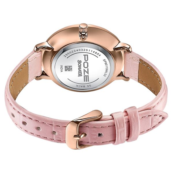Sonata SP80119WL02 | Sonata Poze Quartz Analog Pink Dial Pink Colour Leather Strap Watch For Women