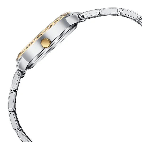 Sonata SP80120BM01 | Sonata Poze Quartz Analog White Dial Two Toned Colour Stainless Steel Strap Watch For Women