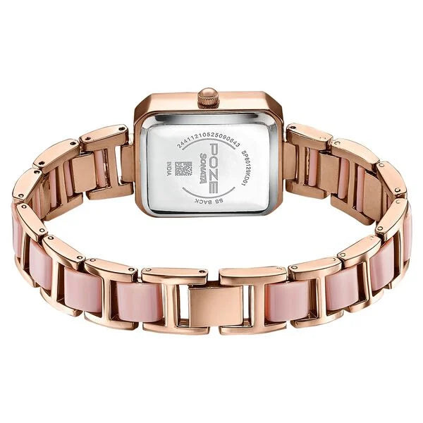 Sonata SP80129KD01 | Sonata Poze Quartz Analog Pink Dial Two Toned Metal & Plastic Strap Watch For Women