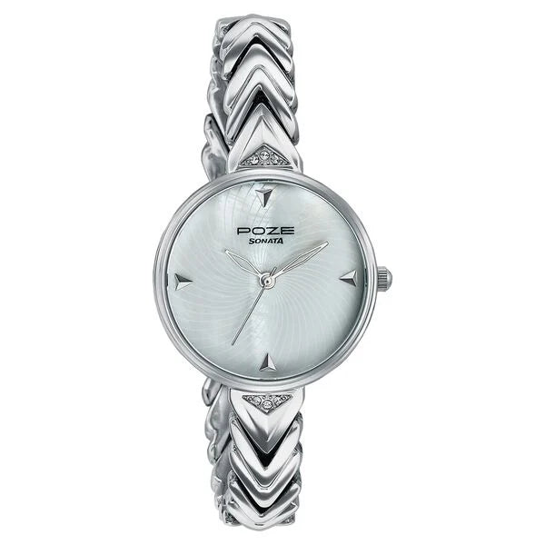 Sonata 80149SM01 | Poze By Sonata Quartz Analog Mother of Pearl Dial Silver Metal Strap Watch For Women