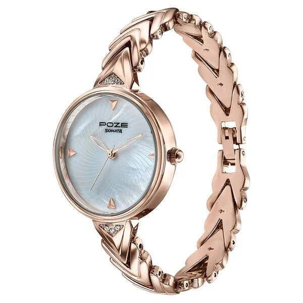 Sonata SP80149WM01W |  Poze By Sonata Quartz Analog Mother of Pearl Dial Rose Gold Metal Strap Watch For Women