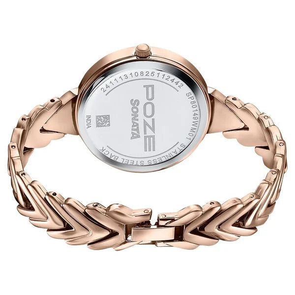 Sonata SP80149WM01W |  Poze By Sonata Quartz Analog Mother of Pearl Dial Rose Gold Metal Strap Watch For Women