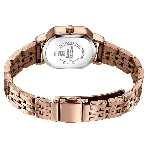 Sonata SP80161WM01 | Poze By Sonata Quartz Analog White Mother of Pearl Dial Rose Gold Stainless Steel Strap Watch For Women