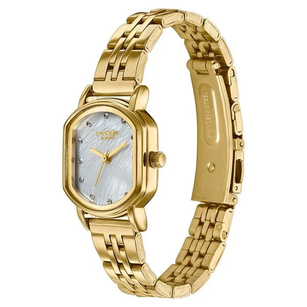 Sonata SP80161YM01 | Poze By Sonata Quartz Analog White Mother of Pearl Dial Golden Stainless Steel Strap Watch For Women