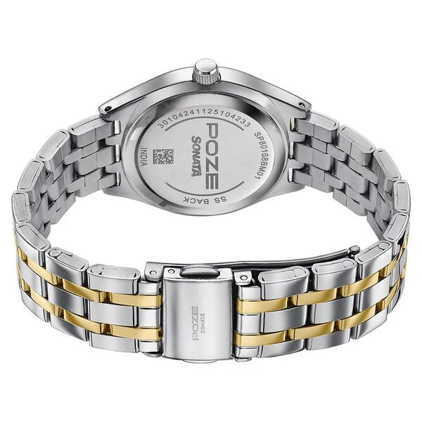 Sonata SP80168BM01 | Poze By Sonata Quartz Analog Silver Dial Two Toned Metal Strap Watch For Women