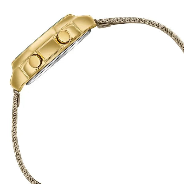 Sonata SP 80170YM01 | Poze By Sonata Digital Digital Beige Dial Beige Metal Strap Watch For Women