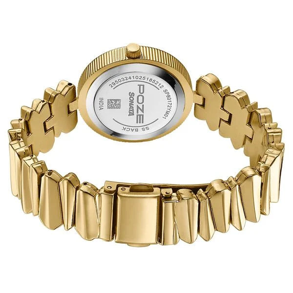 Sonata SP 80172YM01 | Poze By Sonata Quartz Analog Golden Dial Golden Metal Strap Watch For Women