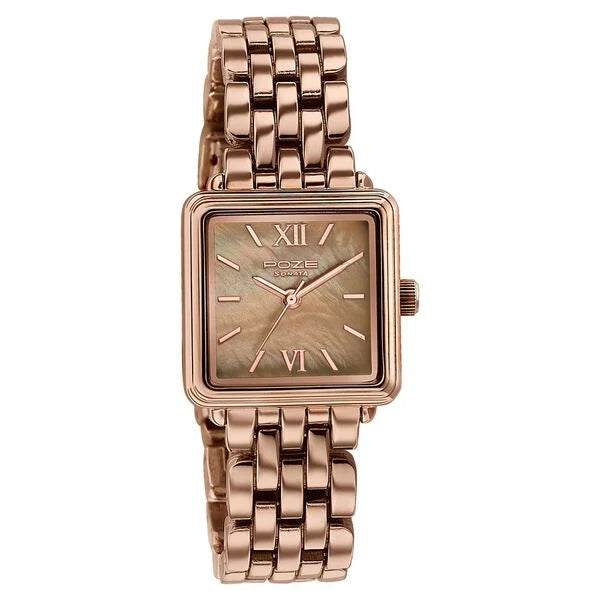 Sonata SP80178WM01 | Poze By Sonata Quartz Analog Brown Mother of Pearl Dial Rose Gold Metal Strap Watch For Women