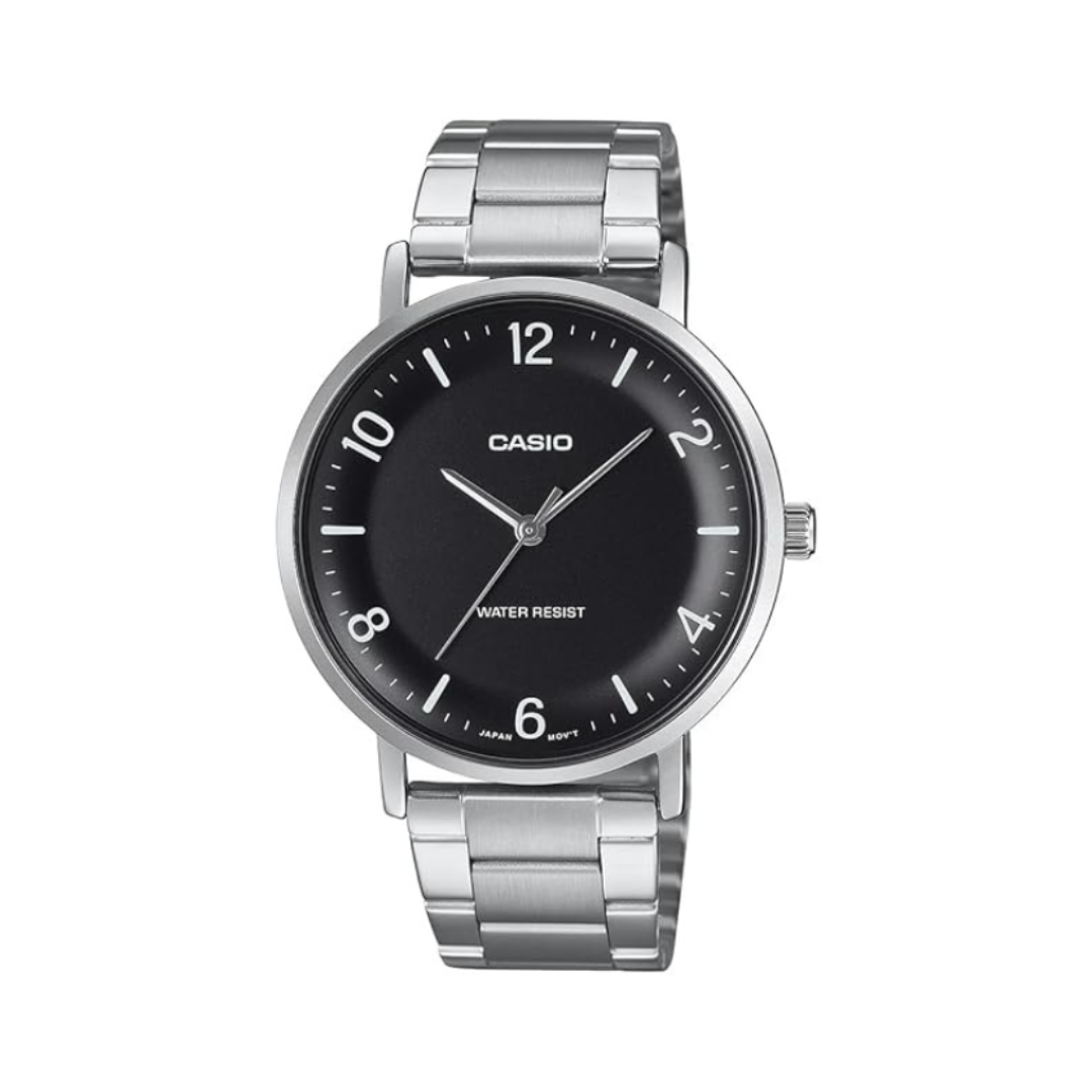 Casio MTP-VT03D-1BDF A2405 | Enticer Men Quartz Black Dial Analog Stainless Steel Watch