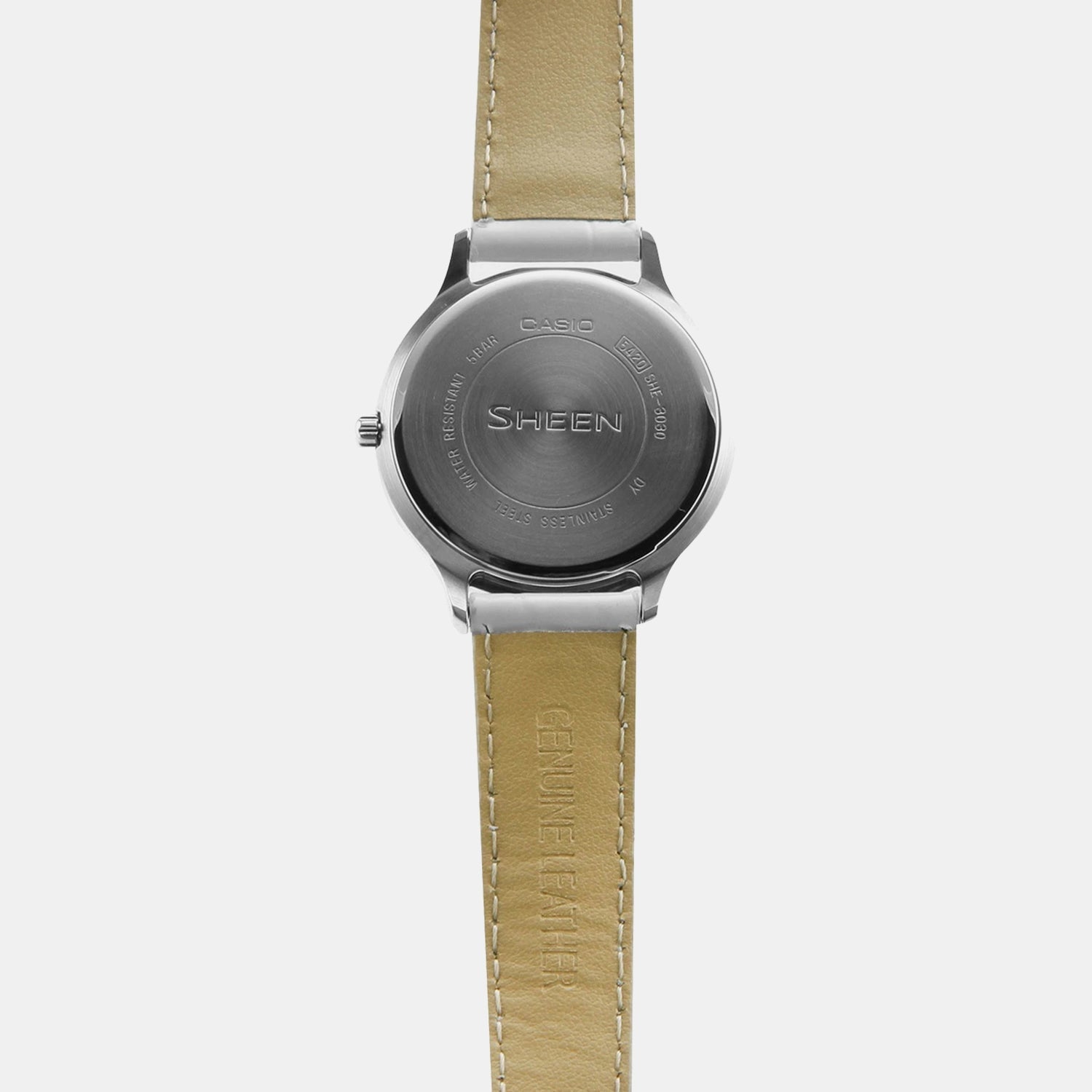 Sheen Women Quartz Silver Dial Multi-Function Leather Watch SX090