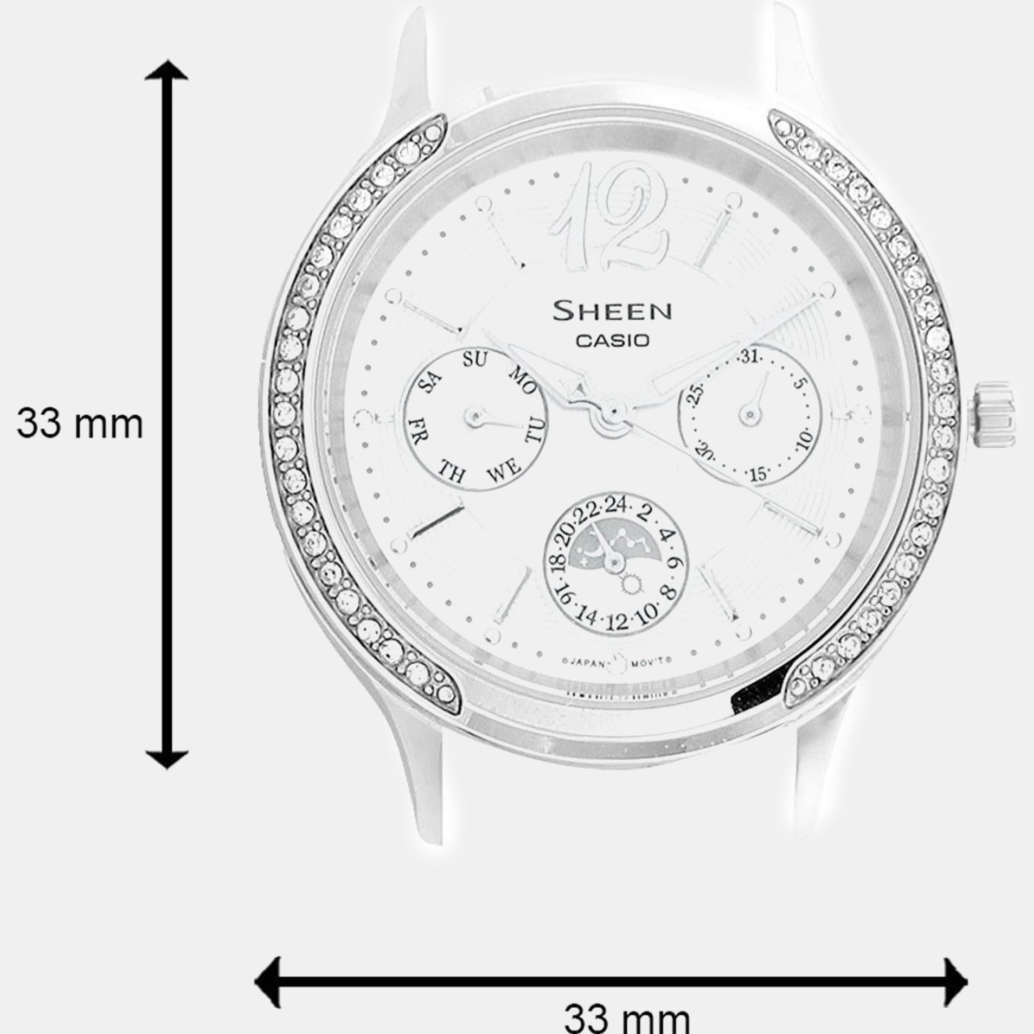 Sheen Women Quartz Silver Dial Multi-Function Leather Watch SX090