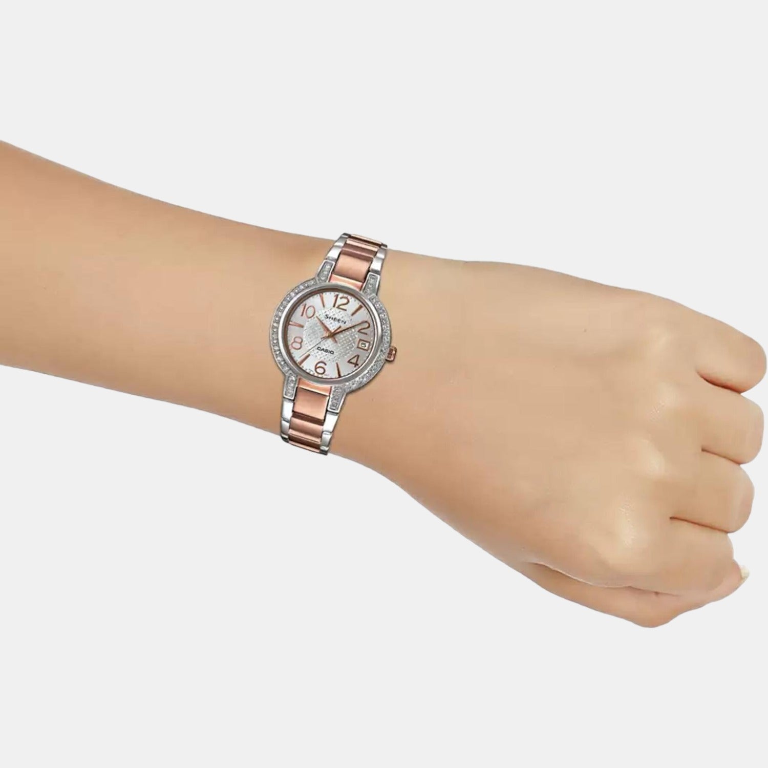 Sheen Women Quartz Silver Dial Analog Stainless Steel Watch SX129