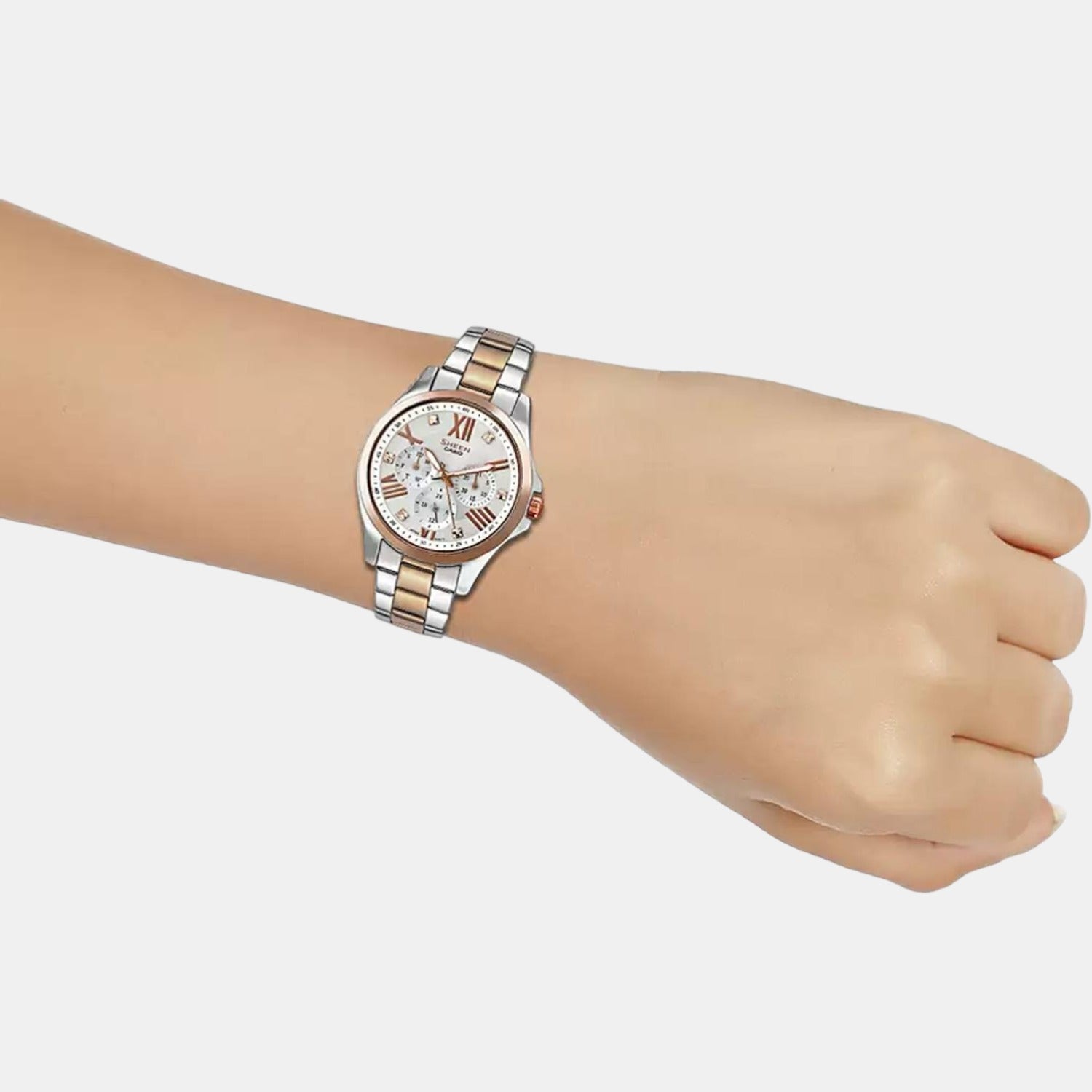 Sheen Women Quartz Silver Dial Chronograph Stainless Steel Watch SX150