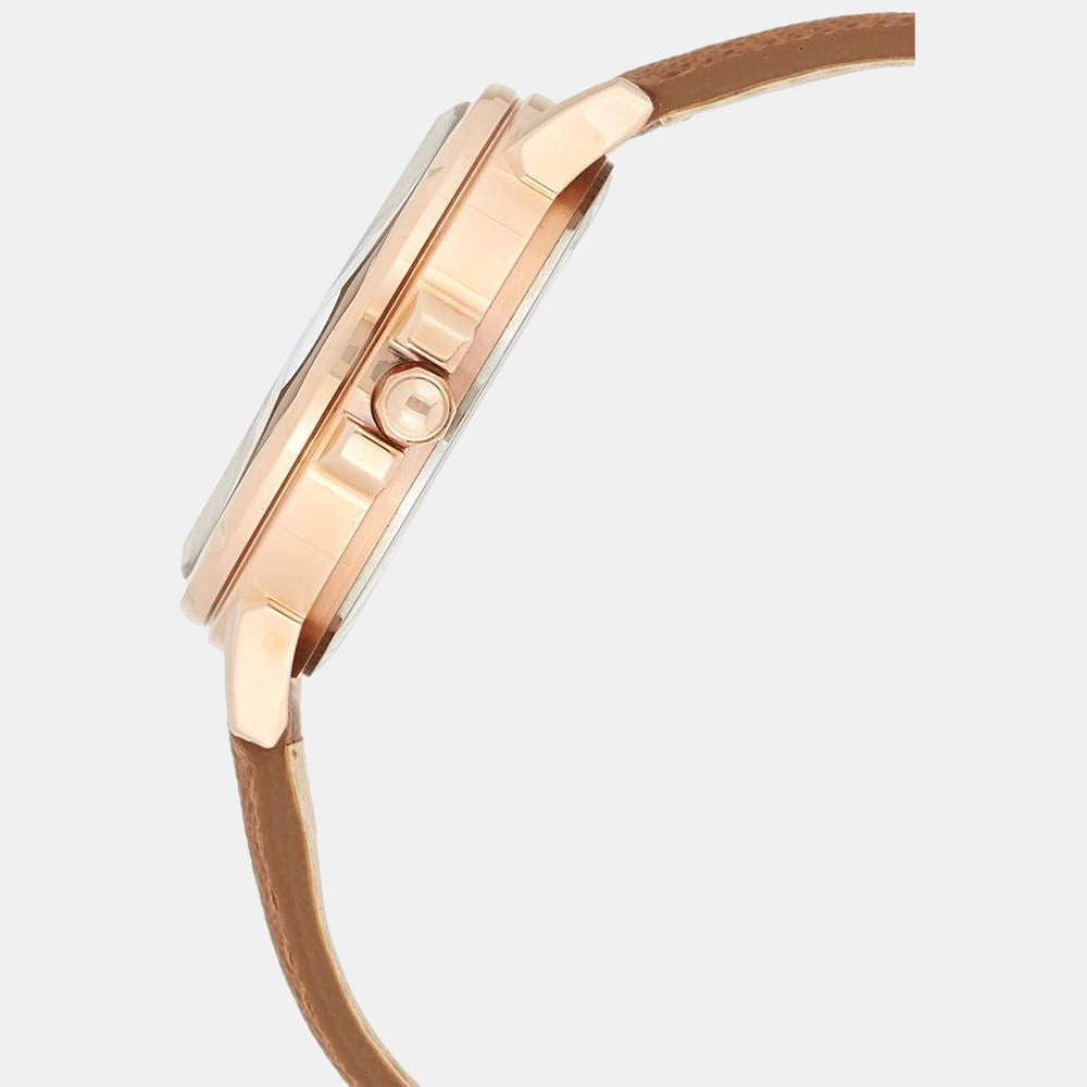 Sheen Women Quartz Rose Gold Dial Chronograph Leather Watch SX217