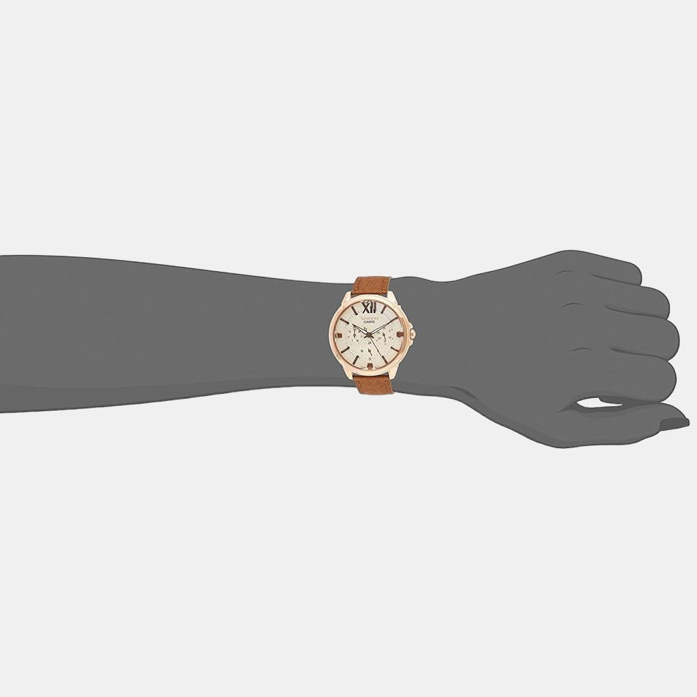 Sheen Women Quartz Rose Gold Dial Chronograph Leather Watch SX217