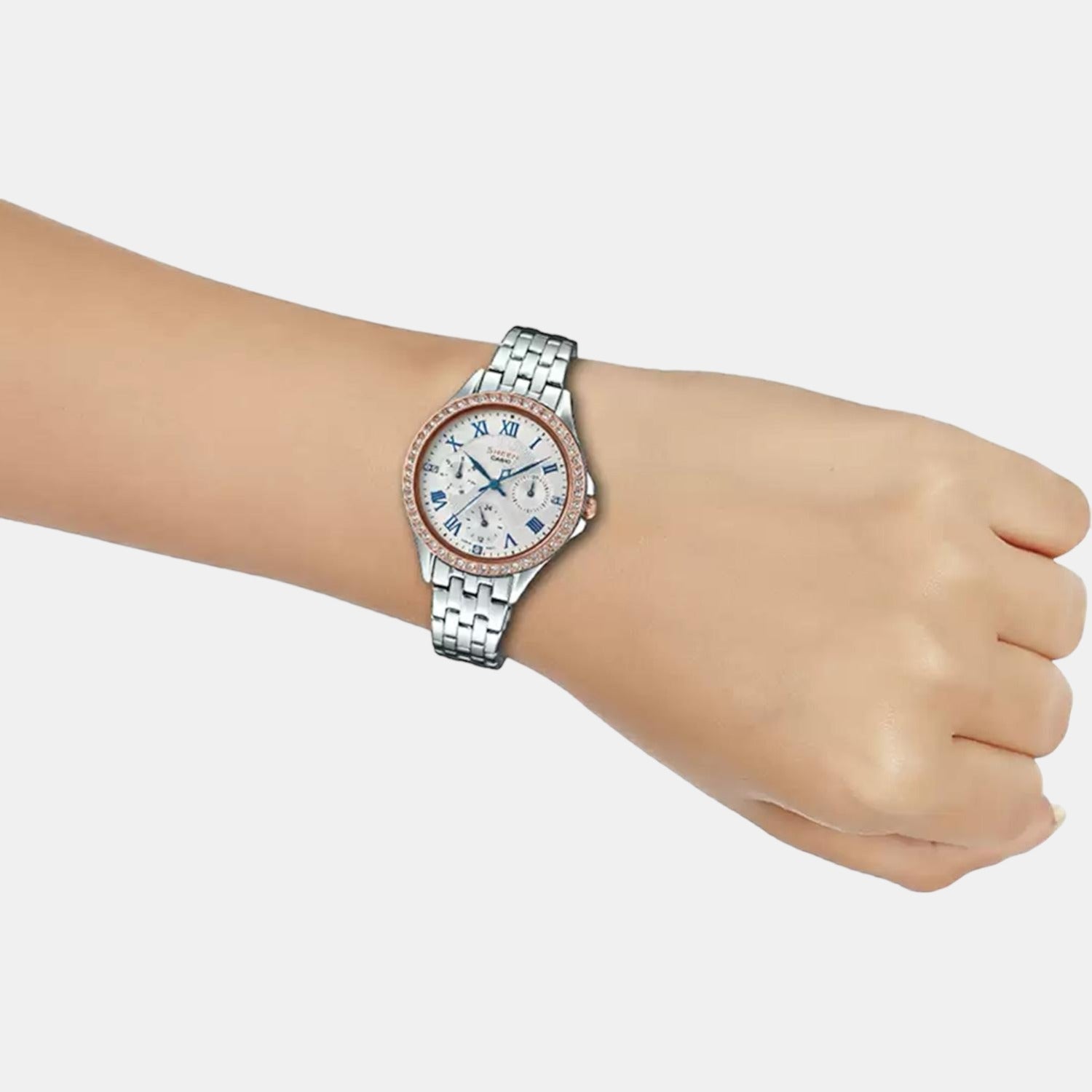 Sheen Women Quartz Silver Dial Chronograph Stainless Steel Watch SX221