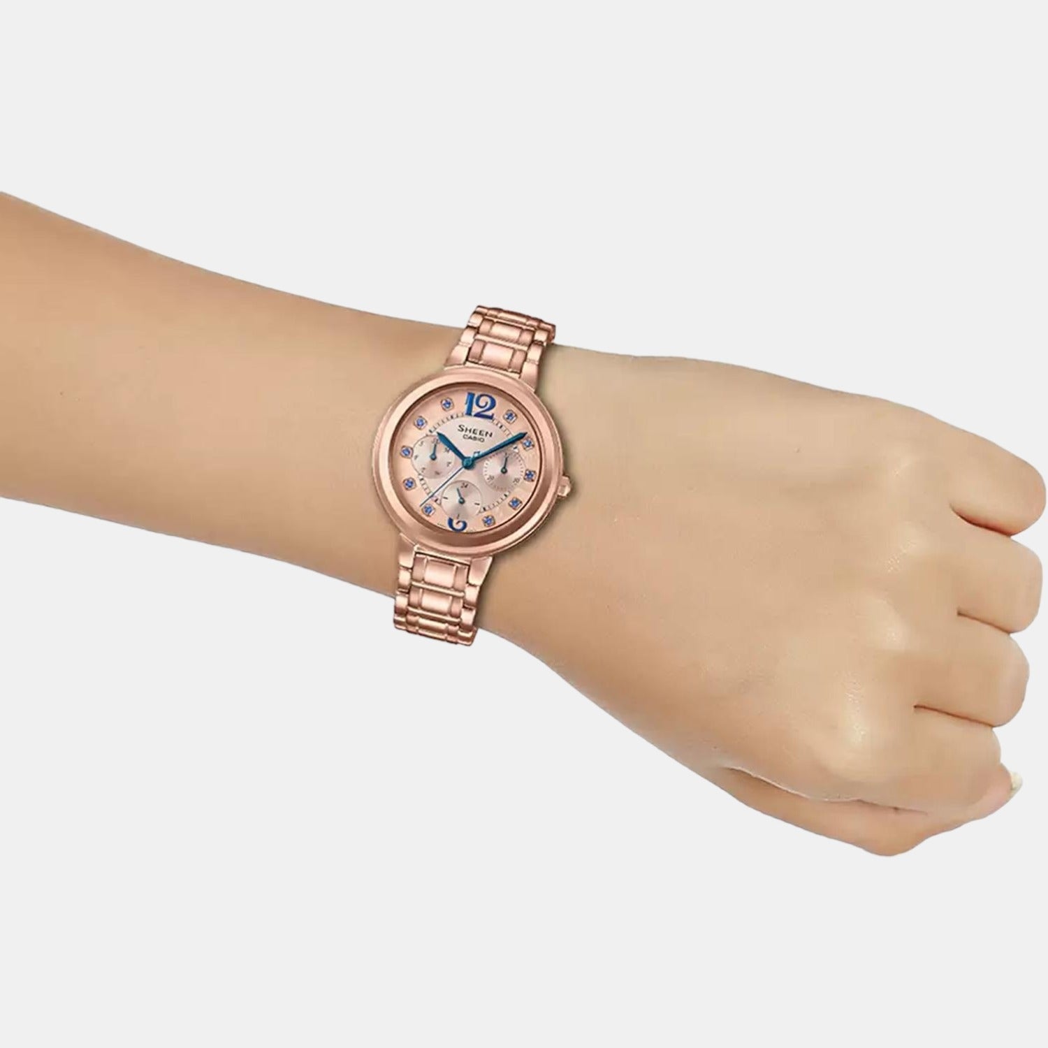 Sheen Women Quartz Rose Gold Dial Analog Stainless Steel Watch SX250
