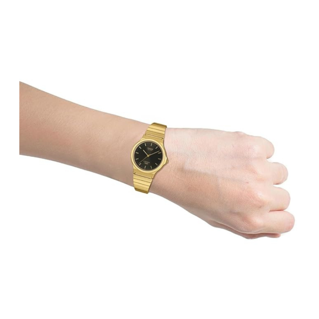 Casio MQ-24GA-1ADF A2553 | Unisex Quartz Black Dial Analog Stainless Steel Watch