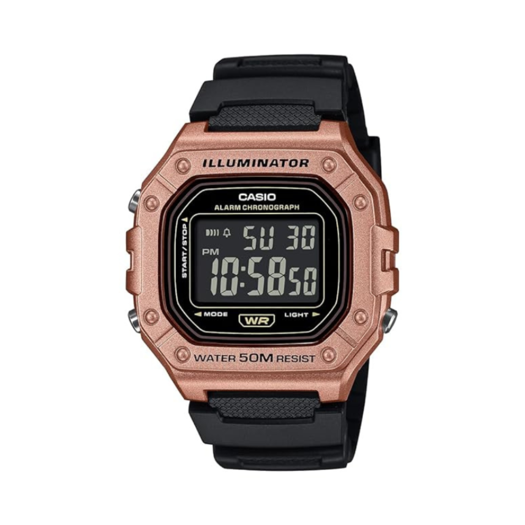 Casio W-218HM-5BVDF D375 | Youth Unisex Quartz Black Dial Digital Resin Watch