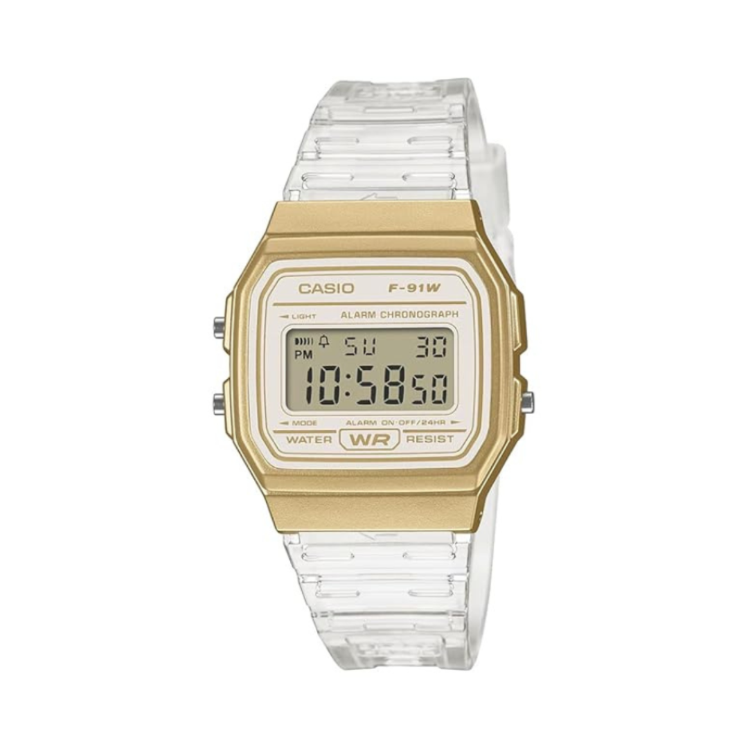 Casio F-91WS-7A2DF D427 | Classics Unisex Quartz Gold Dial Digital Resin Watch