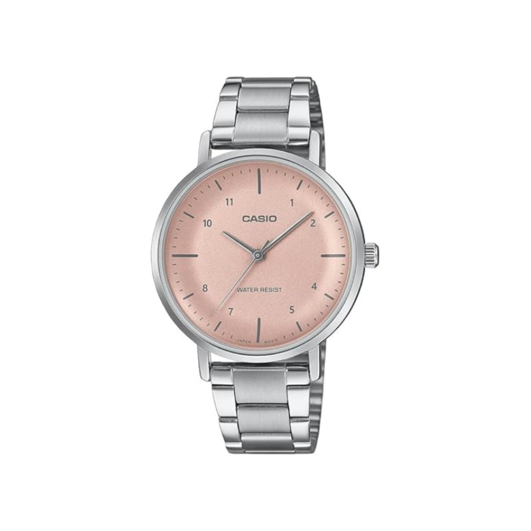 Casio LTP-VT03D-4BDF A2423 | Enticer Women Quartz Pink Dial Analog Stainless Steel Watch