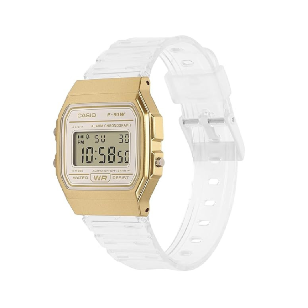 Casio F-91WS-7A2DF D427 | Classics Unisex Quartz Gold Dial Digital Resin Watch