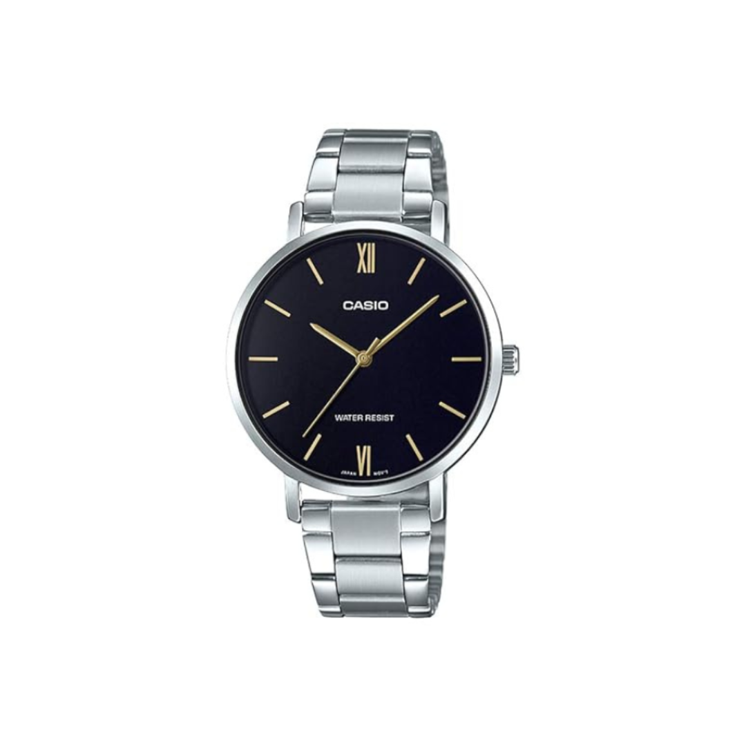 Casio LTP-VT01D-1BUDF A1622 | Enticer Women Quartz Black Dial Analog Stainless Steel Watch