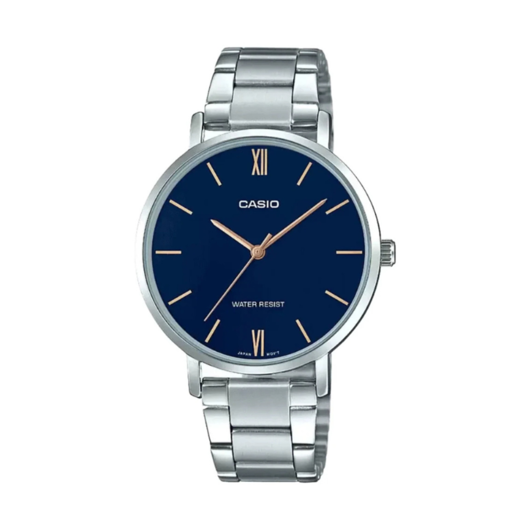 Casio LTP-VT01D-2BUDF A1623 | Enticer Women Quartz Blue Dial Analog Stainless Steel Watch