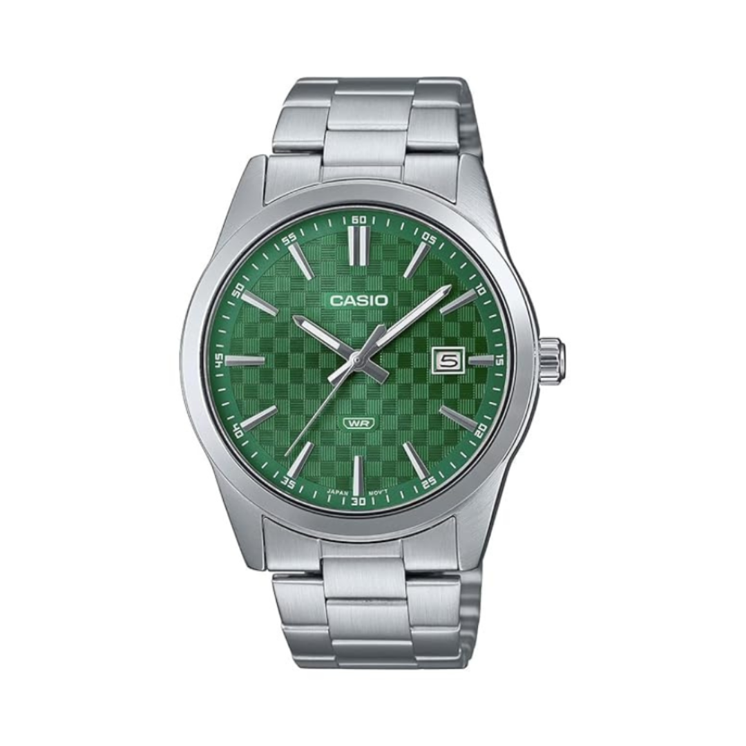 Casio MTP-VD03D-3A1UDF A2243 | Enticer Men Quartz Green Dial Analog Stainless Steel Watch
