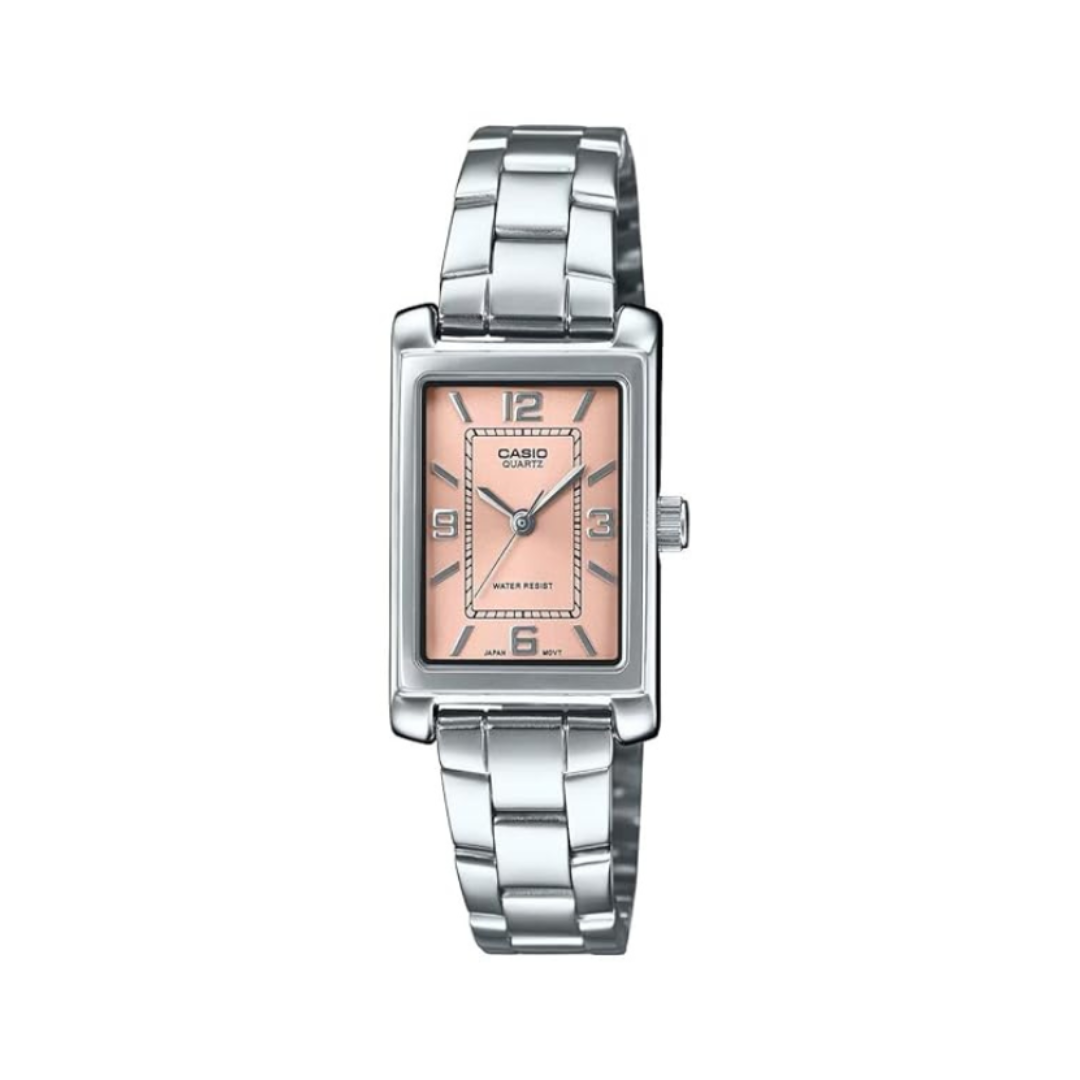 Casio LTP-1234DD-4ADF A2355 | Enticer Women Quartz Peach Dial Analog Stainless Steel Watch