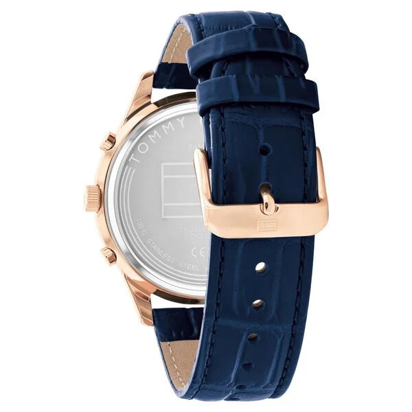Tommy Hilfiger NETH1710503 | Tommy Hilfiger Quartz Analog Blue Dial Blue Leather Strap Watch For Men