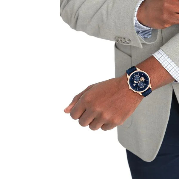 Tommy Hilfiger NETH1710503 | Tommy Hilfiger Quartz Analog Blue Dial Blue Leather Strap Watch For Men