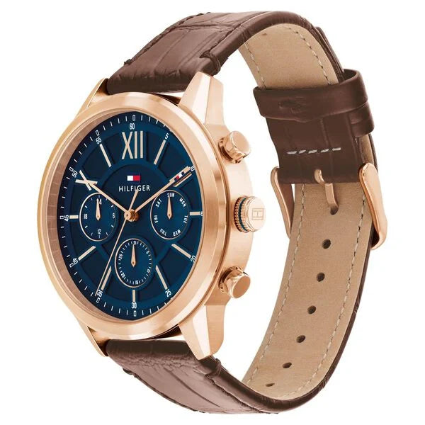 Tommy Hilfiger TH1710526 | Tommy Hilfiger Blue Dial Brown Colour Leather Strap Watch for Men