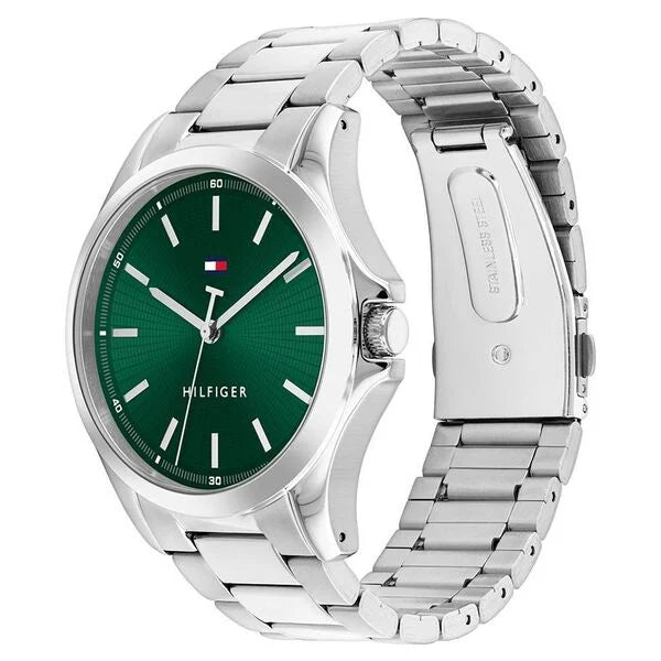 Tommy Hilfiger TH1710672 | Tommy Hilfiger Quartz Analog Green Dial Silver Stainless Steel Strap Watch For Men