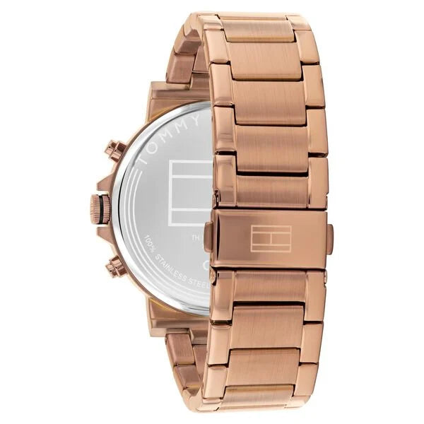 Tommy Hilfiger Quartz Multifunction Black Dial Brown Stainless Steel Strap Watch For Men