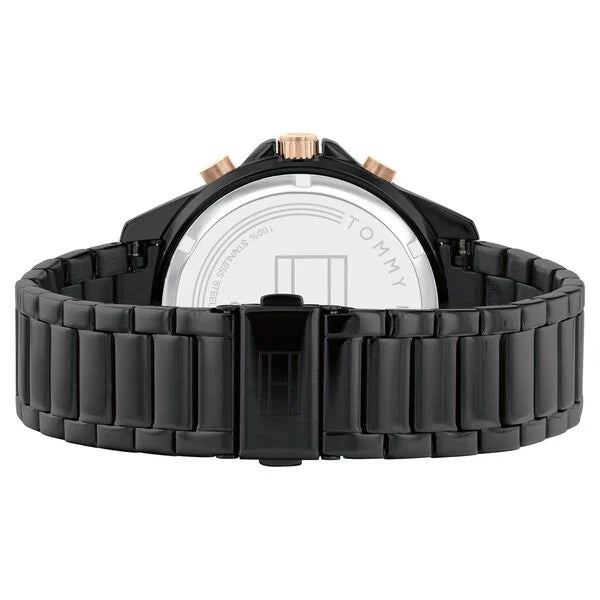 Tommy Hilfiger NETH1791858 | Tommy Hilfiger Quartz Multifunction Black Dial Stainless Steel Strap Watch for Men