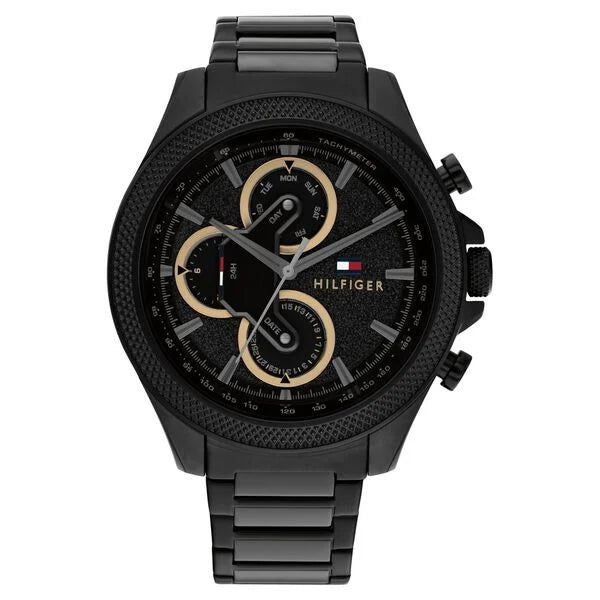 Tommy Hilfiger TH1792081 | Tommy Hilfiger Multifunction Black Round Dial Black Stainless Steel Strap Watch For Men