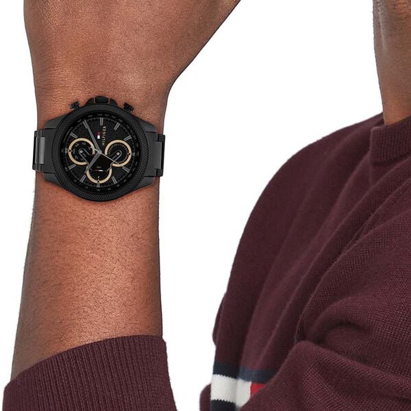 Tommy Hilfiger TH1792081 | Tommy Hilfiger Multifunction Black Round Dial Black Stainless Steel Strap Watch For Men
