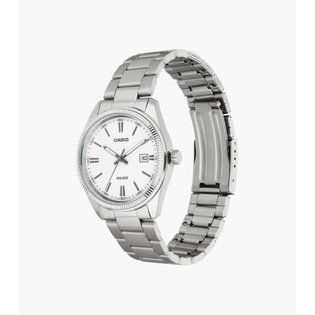 Casio MTP-1302D-7A1VDF A1539 | Enticer Men Quartz White Dial Analog Stainless Steel Watch