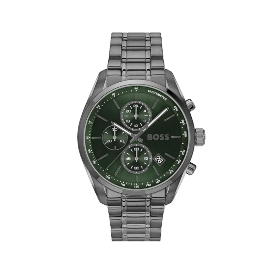 Boss 1514228 | Grand Prix 44 Men Quartz Green Dial Chronograph Stainless Steel Watch