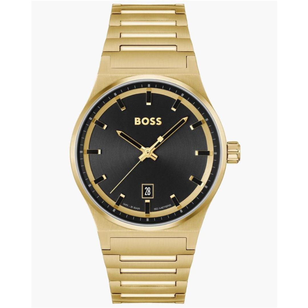Boss 1514077 | Candor Men Quartz Black Dial Analog Stainless Steel Watch.