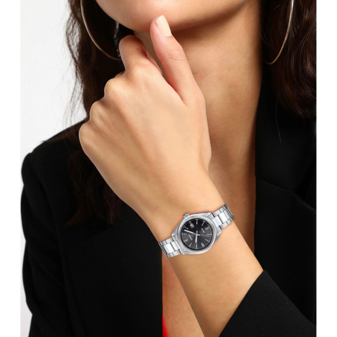 Casio LTP-1302D-1A1VDF A1535 | Enticer Women Quartz Black Dial Analog Stainless Steel Watch