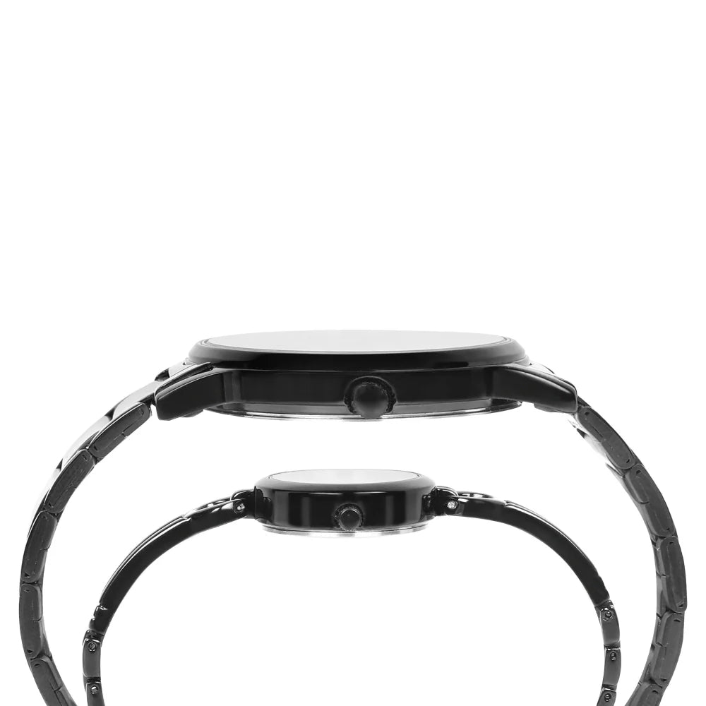 Timex TW00PR264 | Timex Classics Pairs Black Dial Round Case Day Date/3 Hands Function Watch