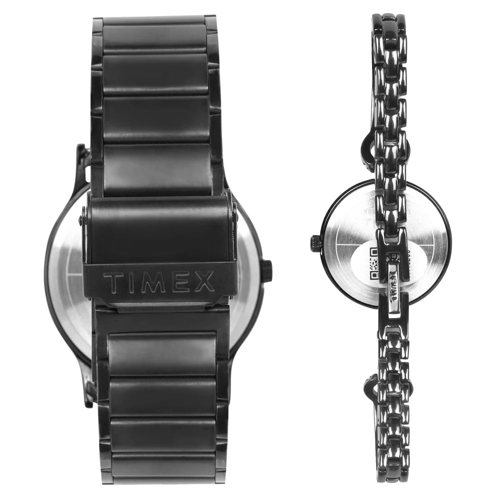 Timex TW00PR264 | Timex Classics Pairs Black Dial Round Case Day Date/3 Hands Function Watch