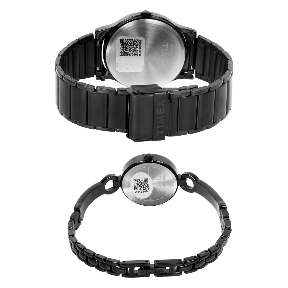 Timex TW00PR264 | Timex Classics Pairs Black Dial Round Case Day Date/3 Hands Function Watch