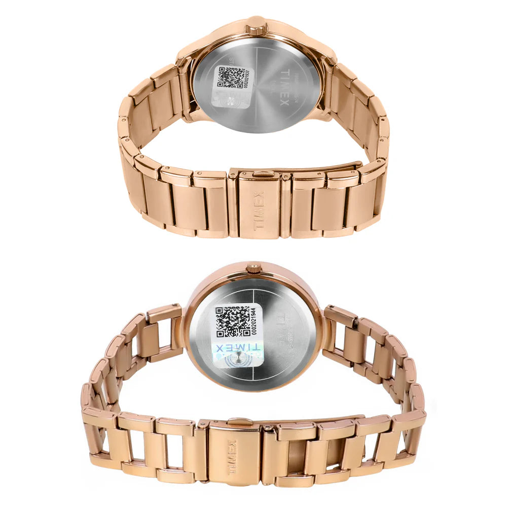 Timex TW00PR266 | Timex Empera Pairs Rose Gold Dial Round Case Multifunction Function Watch
