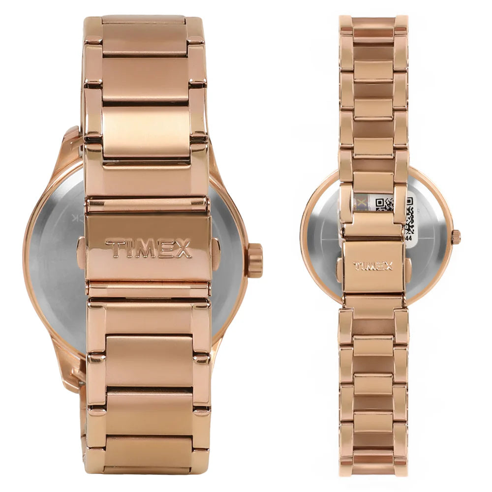 Timex TW00PR266 | Timex Empera Pairs Rose Gold Dial Round Case Multifunction Function Watch