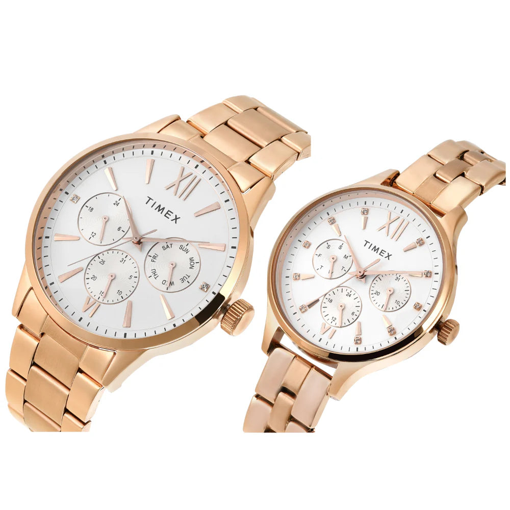 Timex TW00PR304 | Timex Pairs Silver Round Multifunction Dial Watch